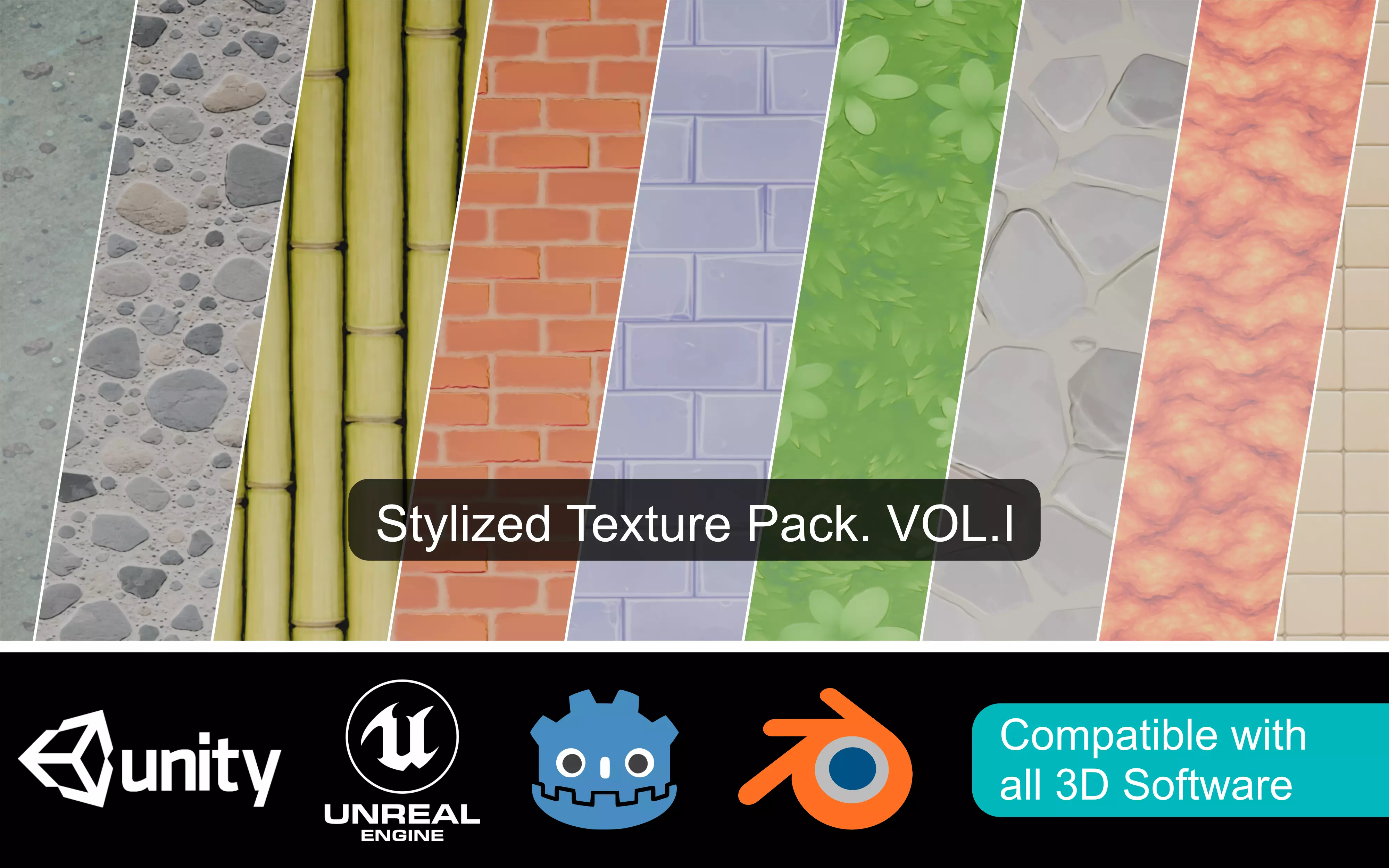 20 Stylized Textures and Materials SEAMLESS Texture