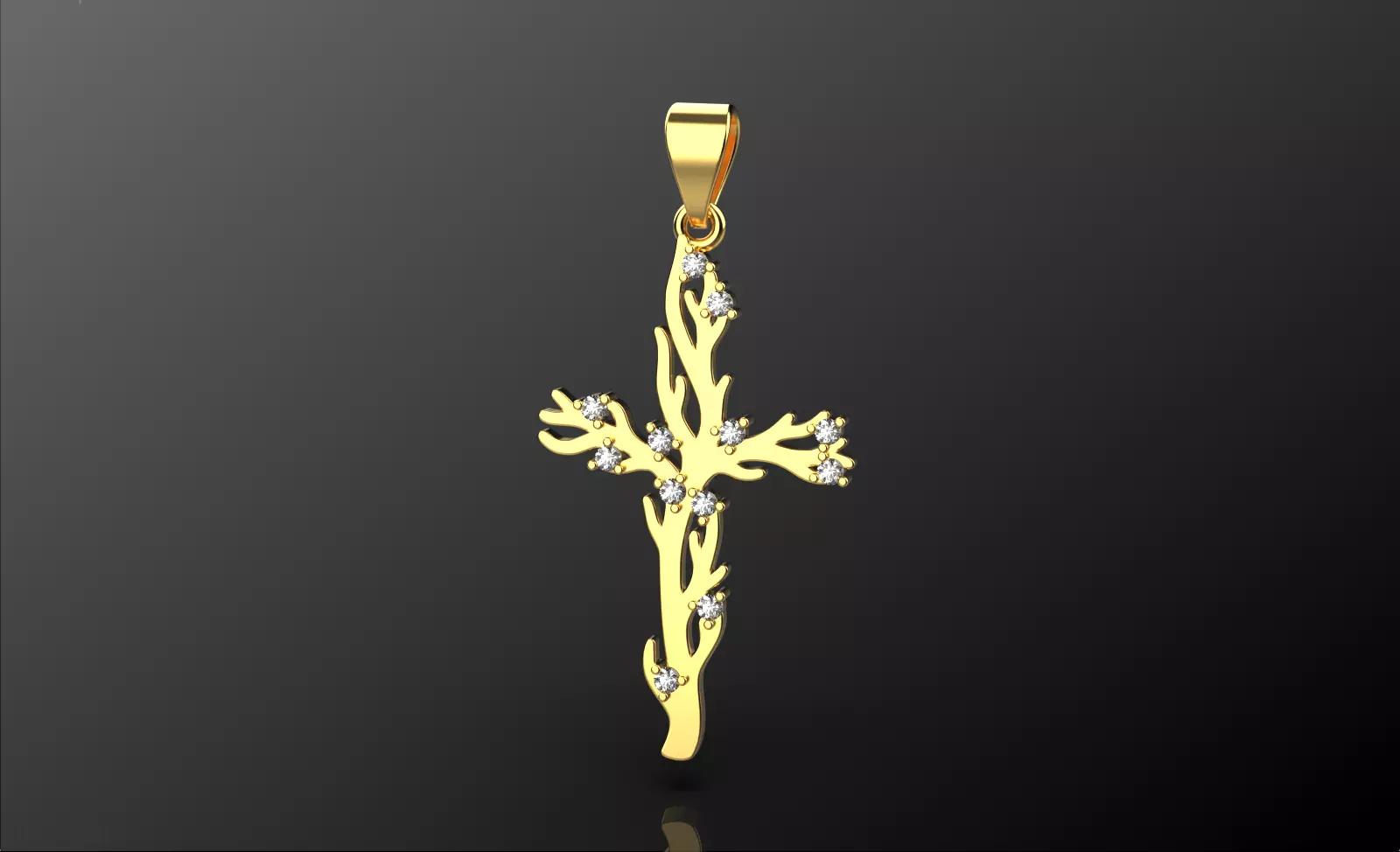 branch cross pendant 0082 3D print model