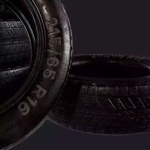 Worn Tire - Game Ready PBR 3D Model Low-poly 3D model 7