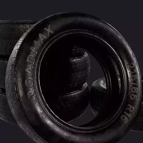 Worn Tire - Game Ready PBR 3D Model Low-poly 3D model 6