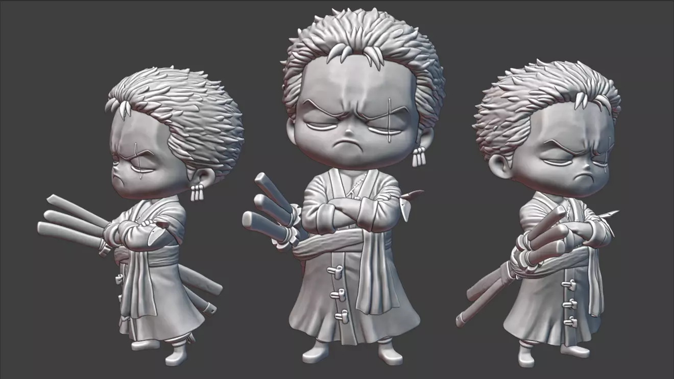 Roronoa Zoro Chibi Statue 3D print model