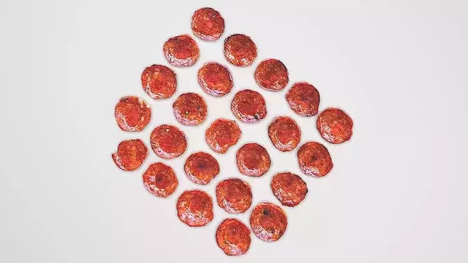 Sliced Mini Pepperonis Set 3D model 2