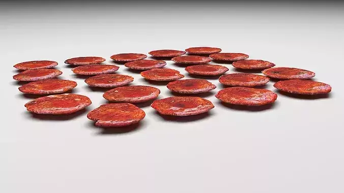 Sliced Mini Pepperonis Set 3D model 5