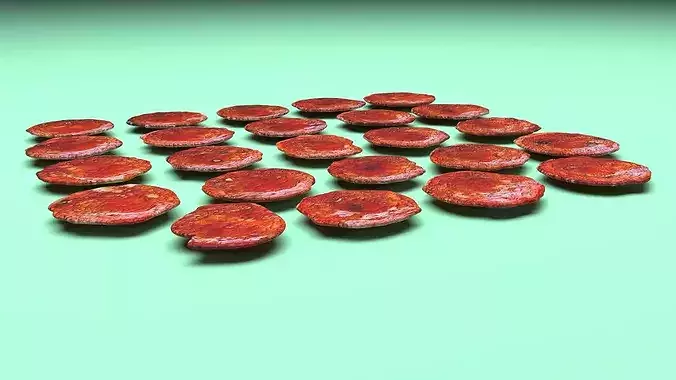 Sliced Mini Pepperonis Set 3D model 6