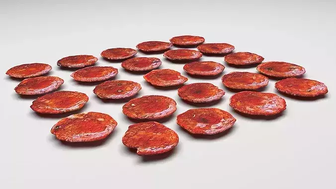 Sliced Mini Pepperonis Set 3D model