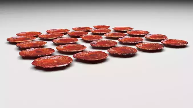 Sliced Mini Pepperonis Set 3D model 3