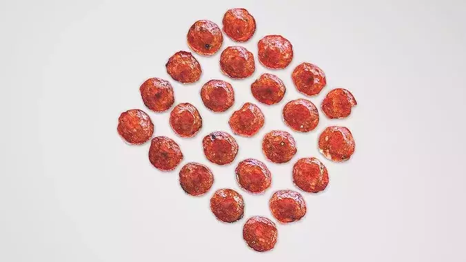 Sliced Mini Pepperonis Set 3D model 4