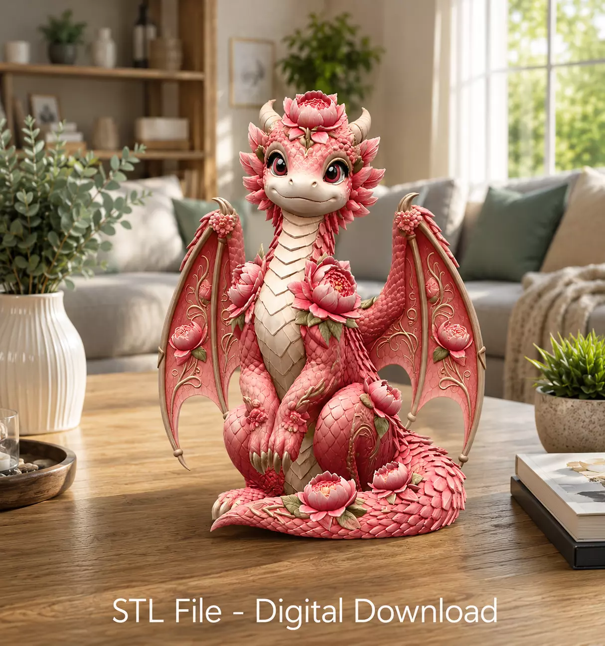 Rose Bloom Dragon STL File for 3D Print 3D print model