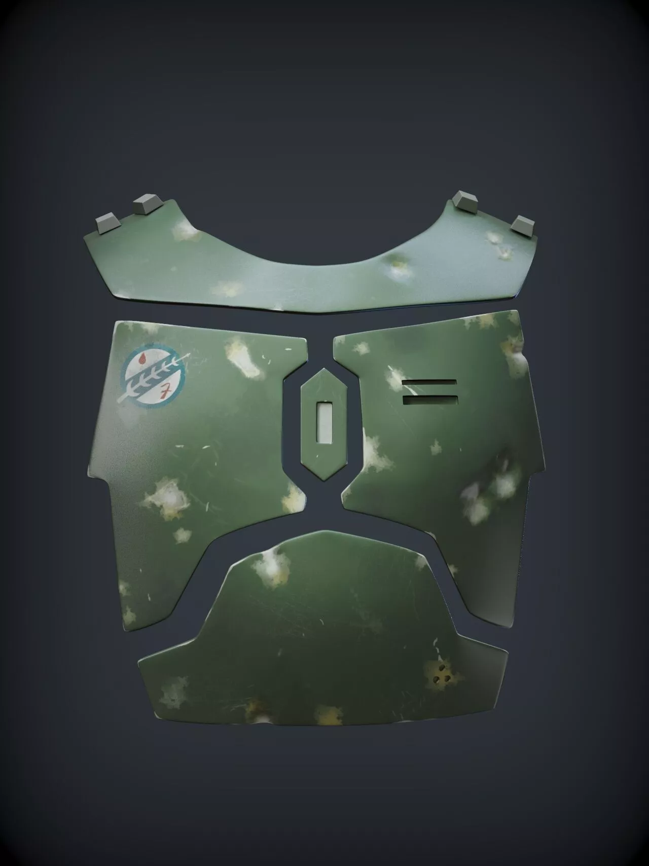 BOBA FETT CHEST STOMACH AND NECK ARMOR 3D print model