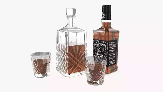 Whiskey with decanter 3D model