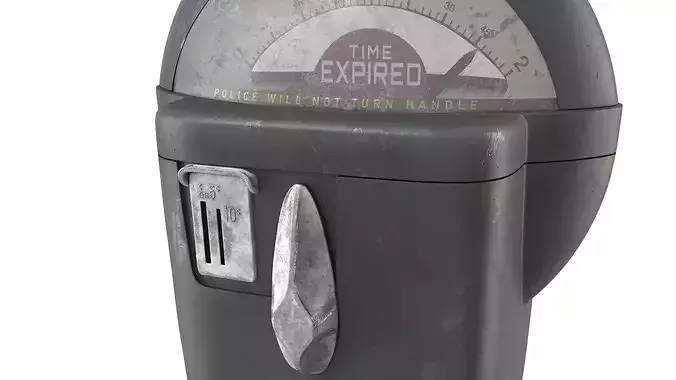 Vintage Parking Meter with Coin Slot and Timer 3D model 5