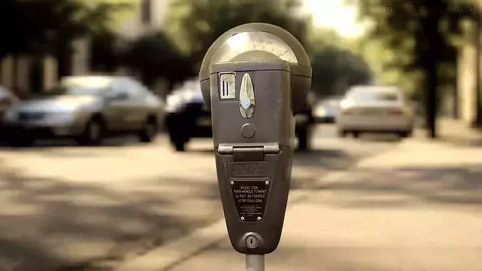 Vintage Parking Meter with Coin Slot and Timer 3D model 3