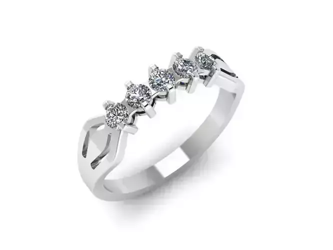 Gift- Gift five stone diamond ring gold 3D print model