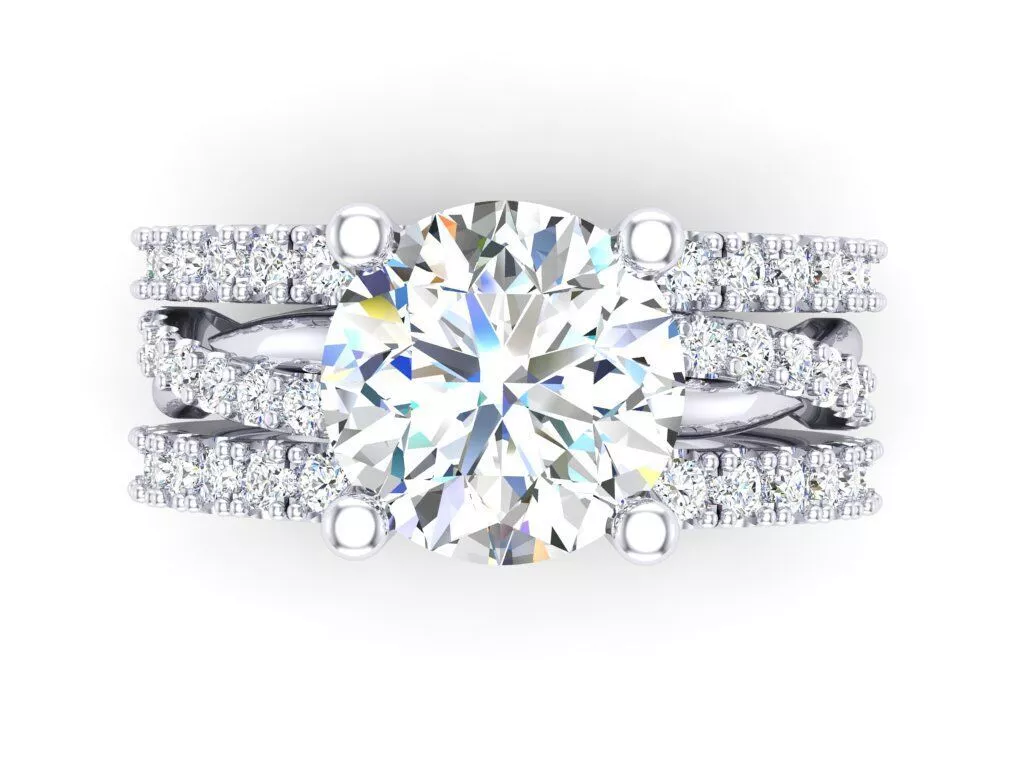 Twist Diamond Solitaire Wedding Band SET 3D print model
