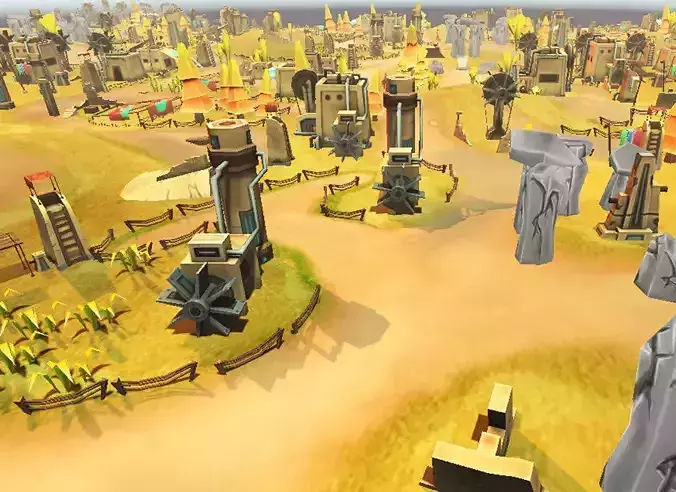 Toon Level Desert Low-poly 3D model