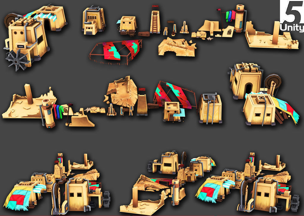Toon Level Desert Low-poly 3D model_5