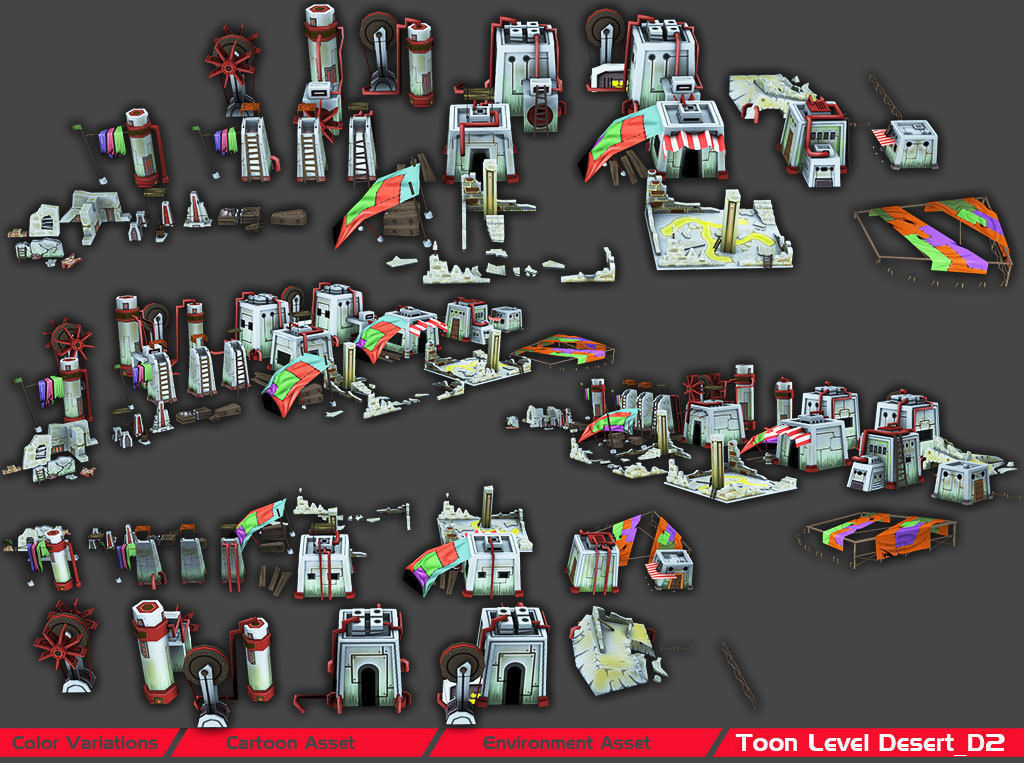 Toon Level Desert Low-poly 3D model_10