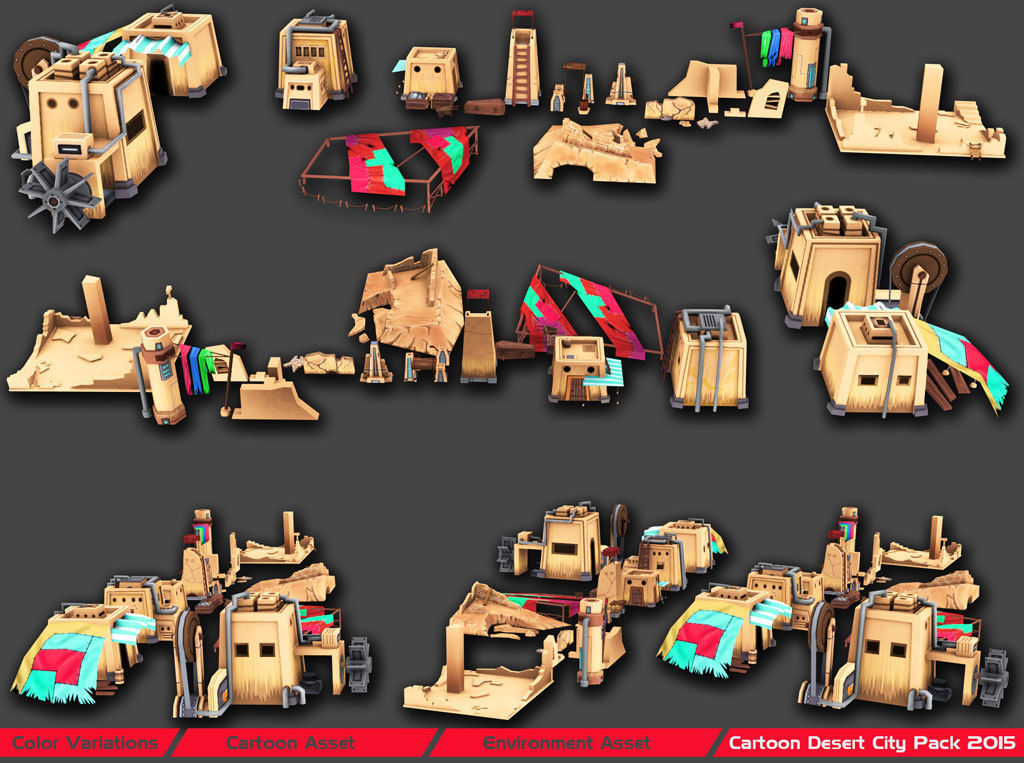 Toon Level Desert Low-poly 3D model_6
