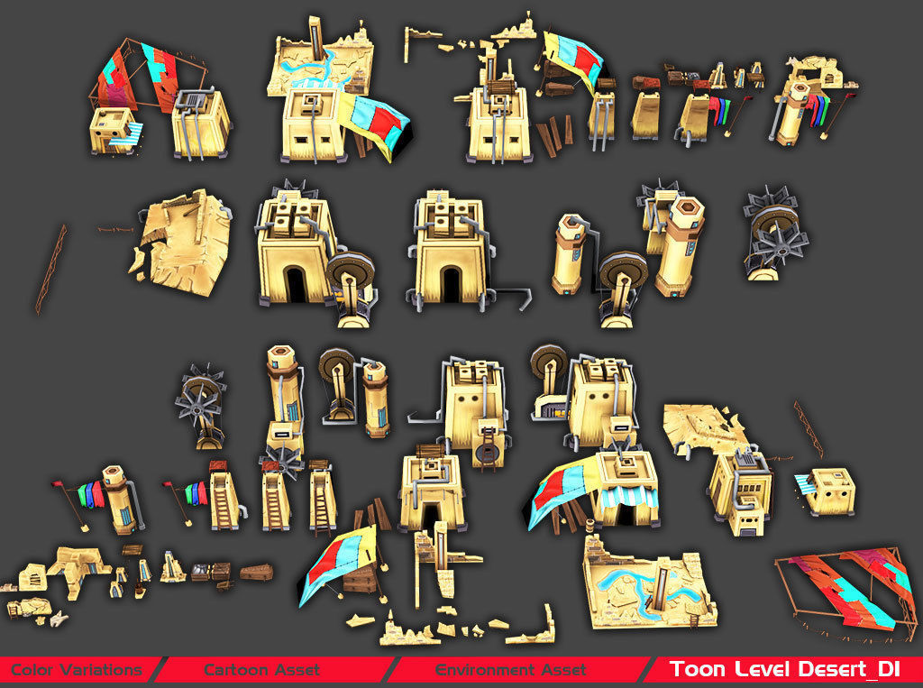Toon Level Desert Low-poly 3D model_7