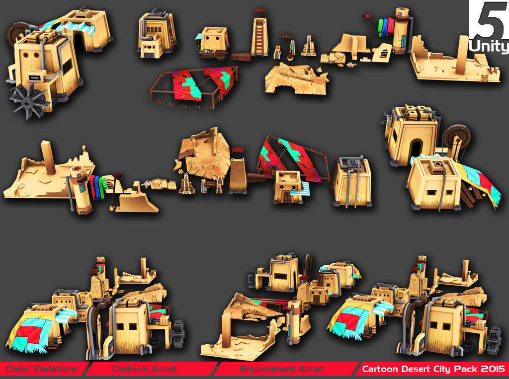 Toon Level Desert Low-poly 3D model_9