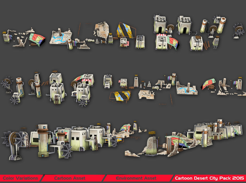 Toon Level Desert Low-poly 3D model_8