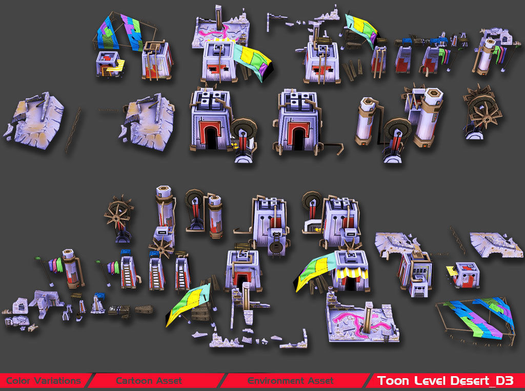 Toon Level Desert Low-poly 3D model_4