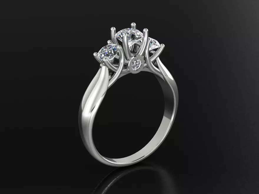 Janet three stone diamond engagement ring 3D print model_0