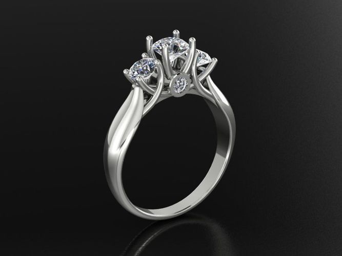 Janet three stone diamond engagement ring 3D print model