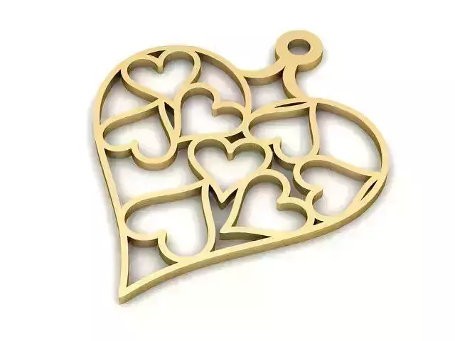 Pendant heart shaped in gold