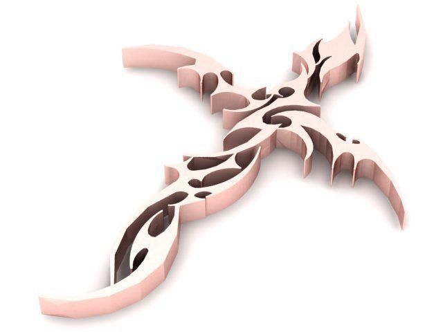 Pendant gold cross 3D print model_1