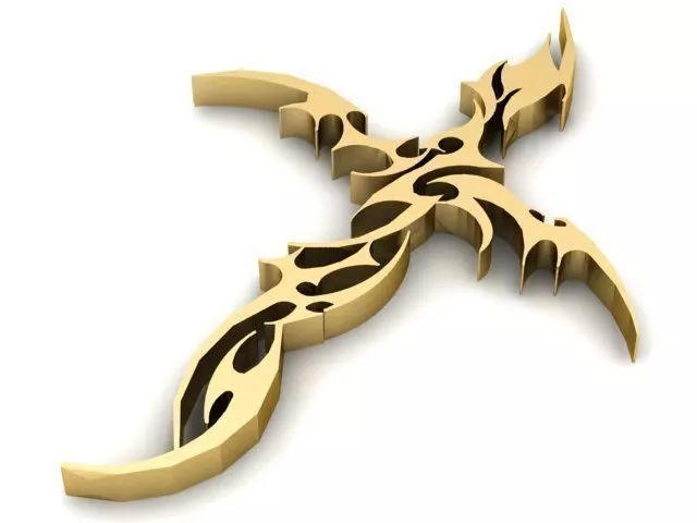 Pendant gold cross 3D print model_0