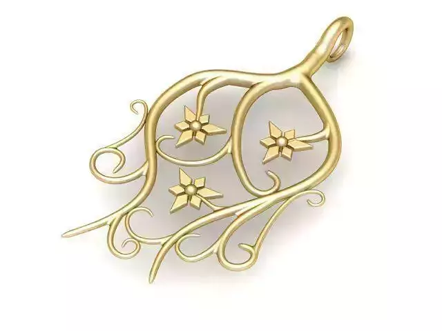 Pendant gold with flowers and vines