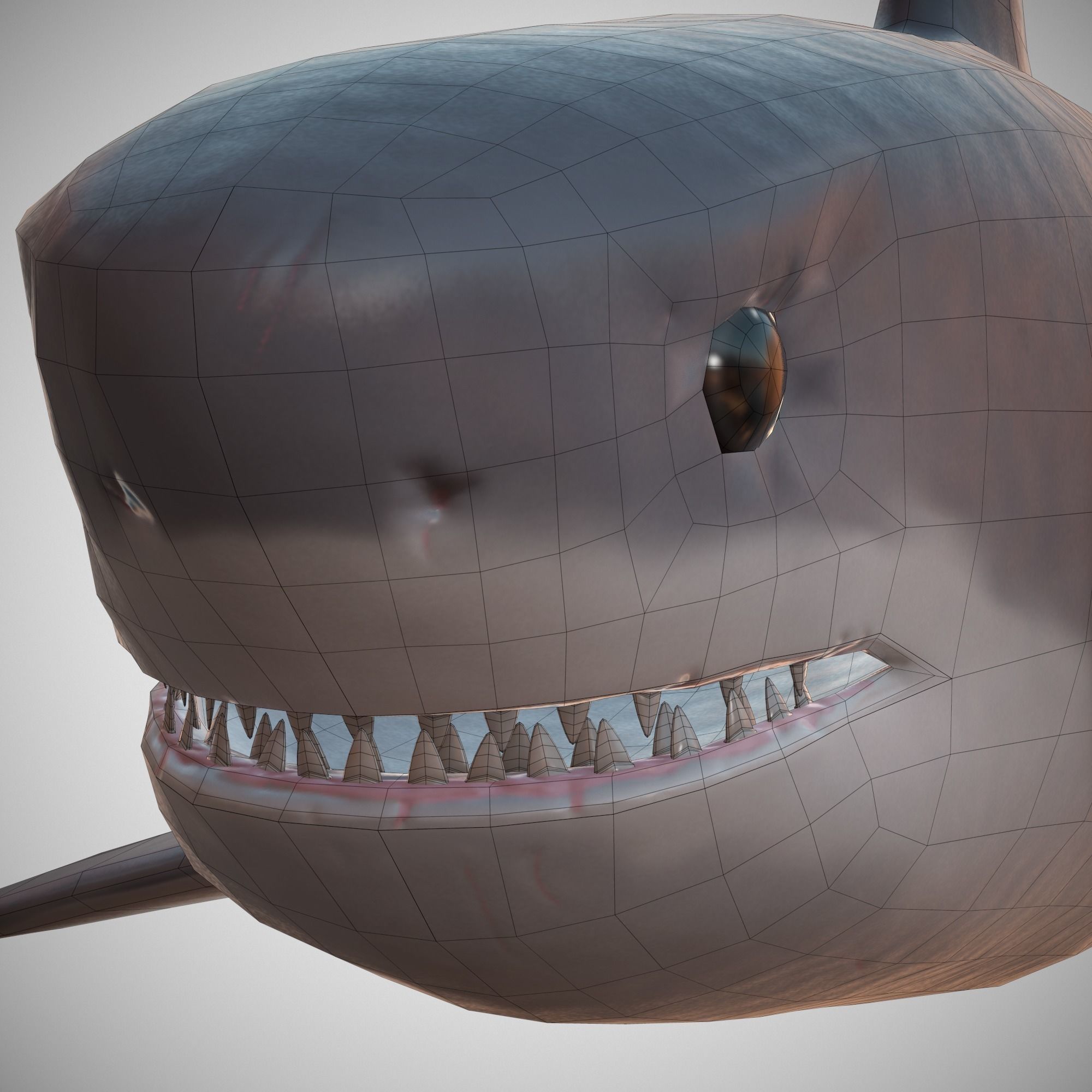 Great White Shark Low-poly 3D model_9
