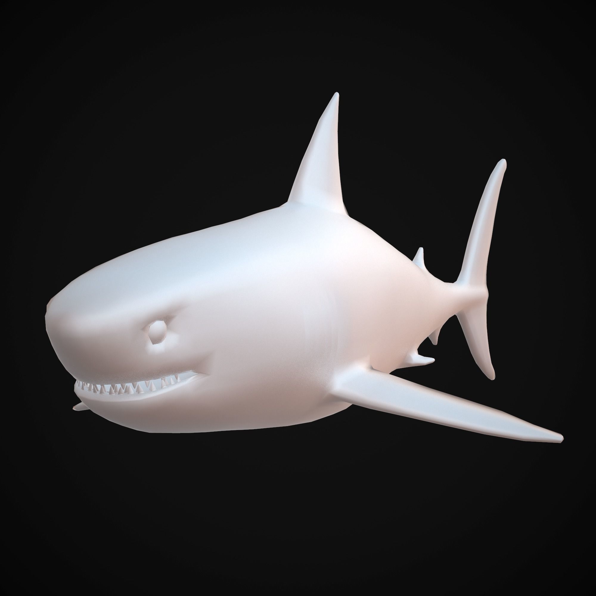 Great White Shark Low-poly 3D model_2