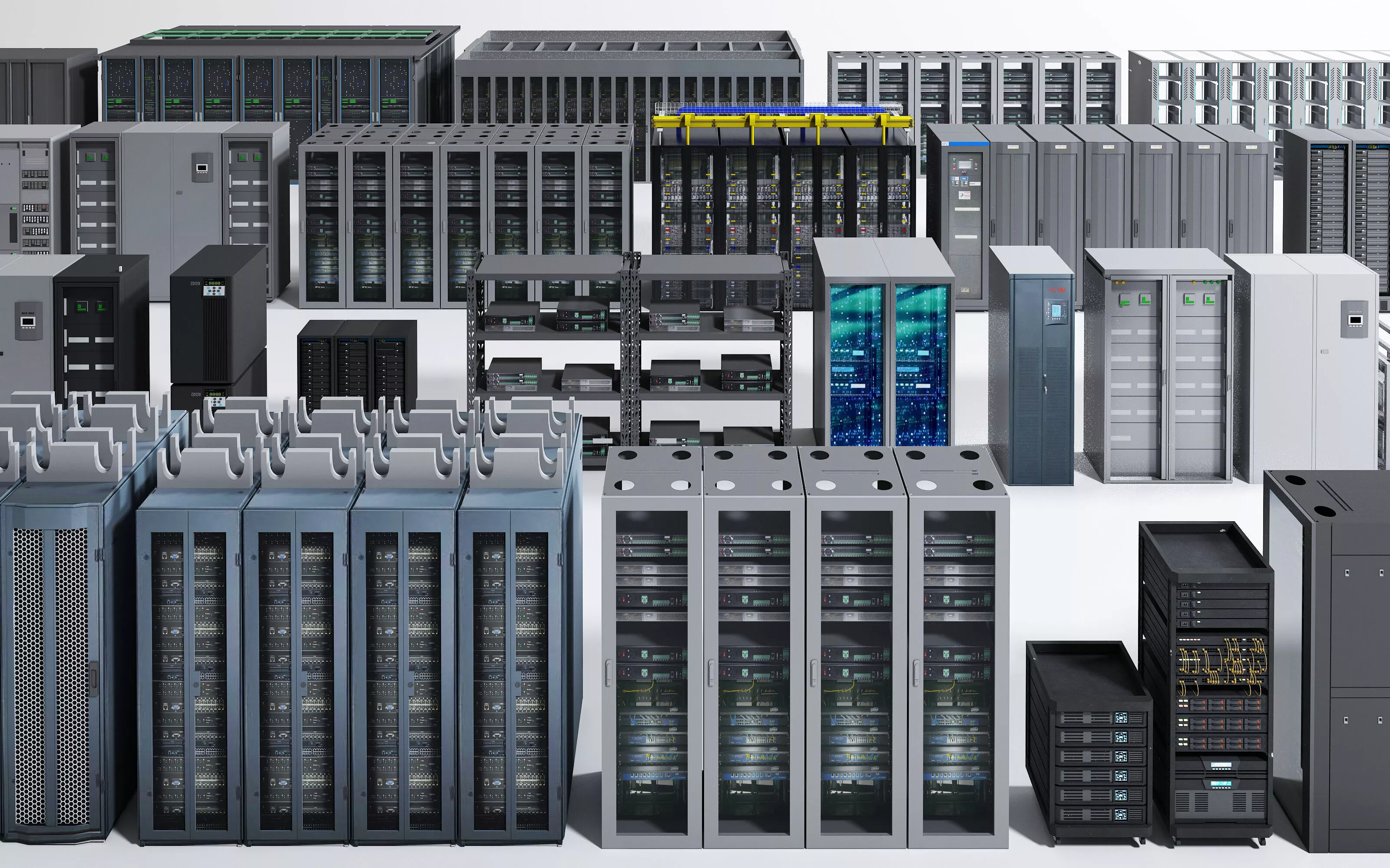 Data Center Equipment Collection - Server Racks Low-poly 3D model