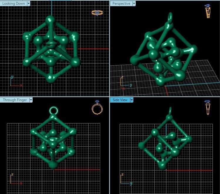 Pendant gold - plated cube 3D print model_2