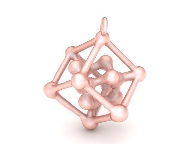 Pendant gold - plated cube 3D print model_1