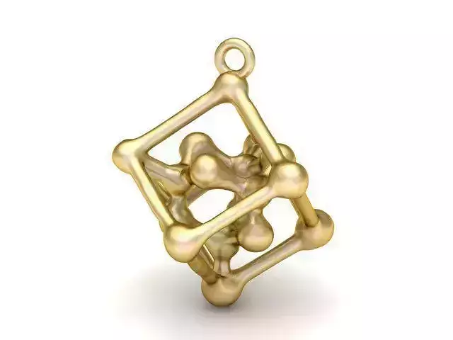 Pendant gold - plated cube