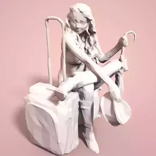 Girl Low poly Sculpture