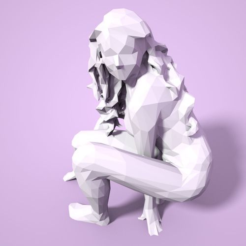 Girl Low poly Sculpture 3D print model
