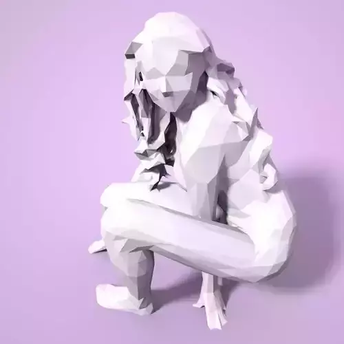 Girl Low poly Sculpture 3D print model