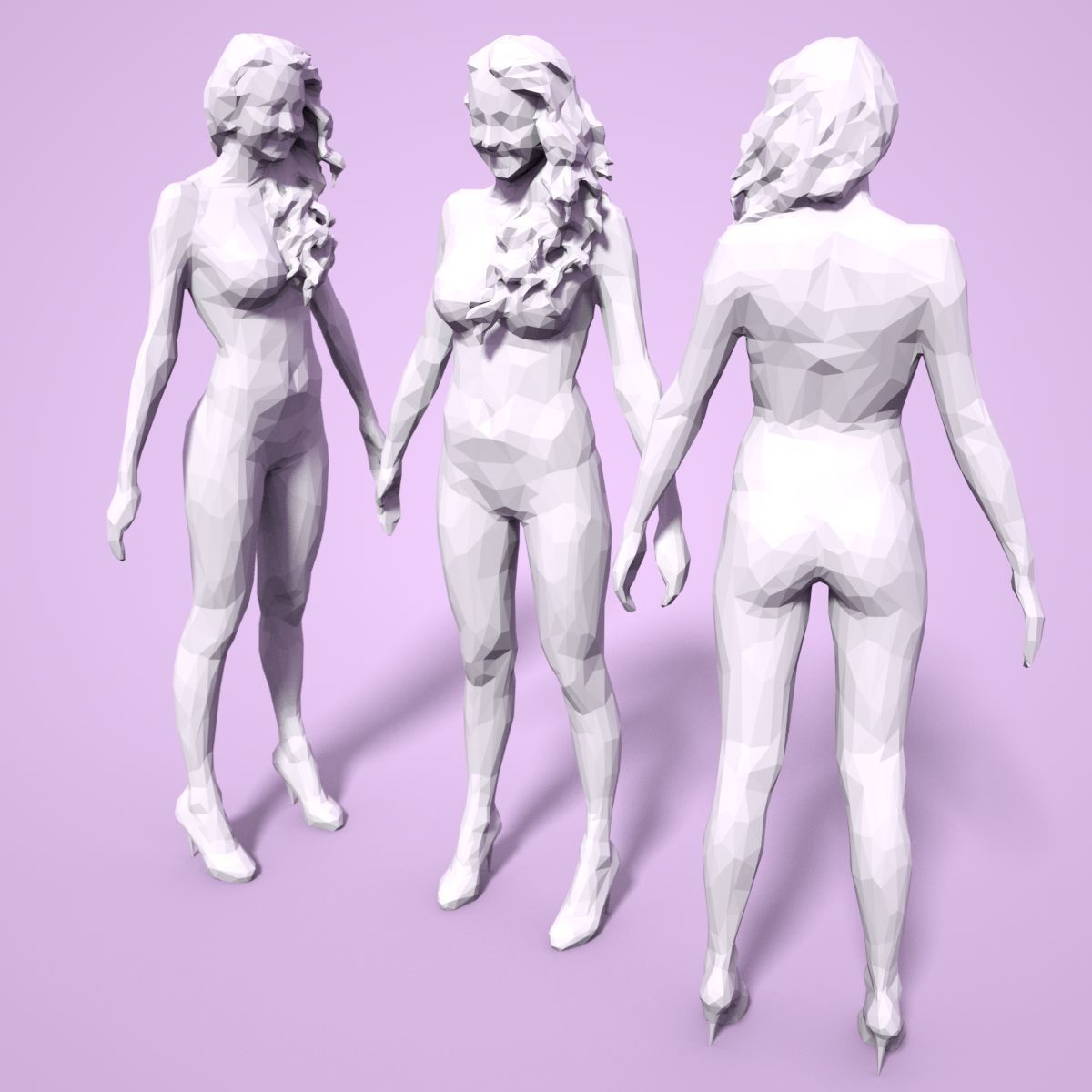 Girl Low poly Sculpture 3D print model_3