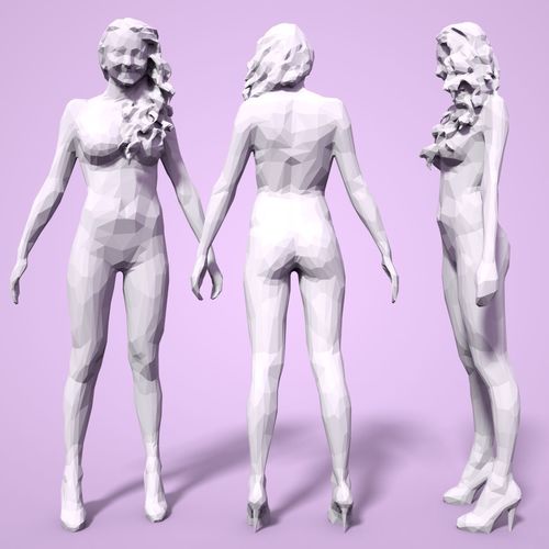 Girl Low poly Sculpture 3D print model