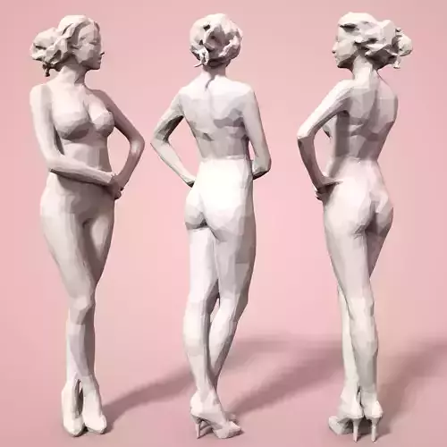 Girl Low poly Sculpture 3D print model