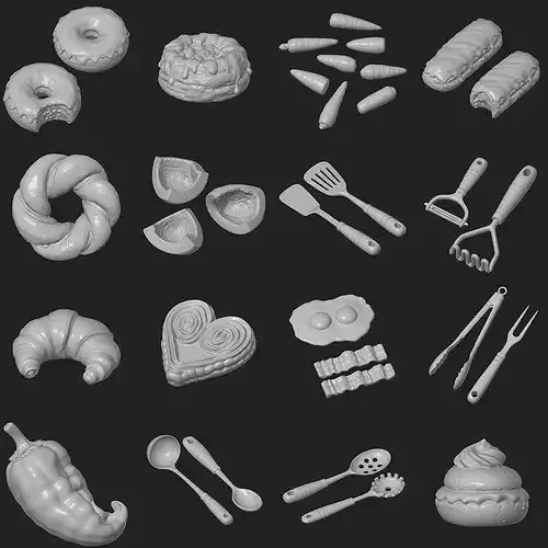 Miniature Dollhouse Food and Cooking Mega Pack 3D print model 7