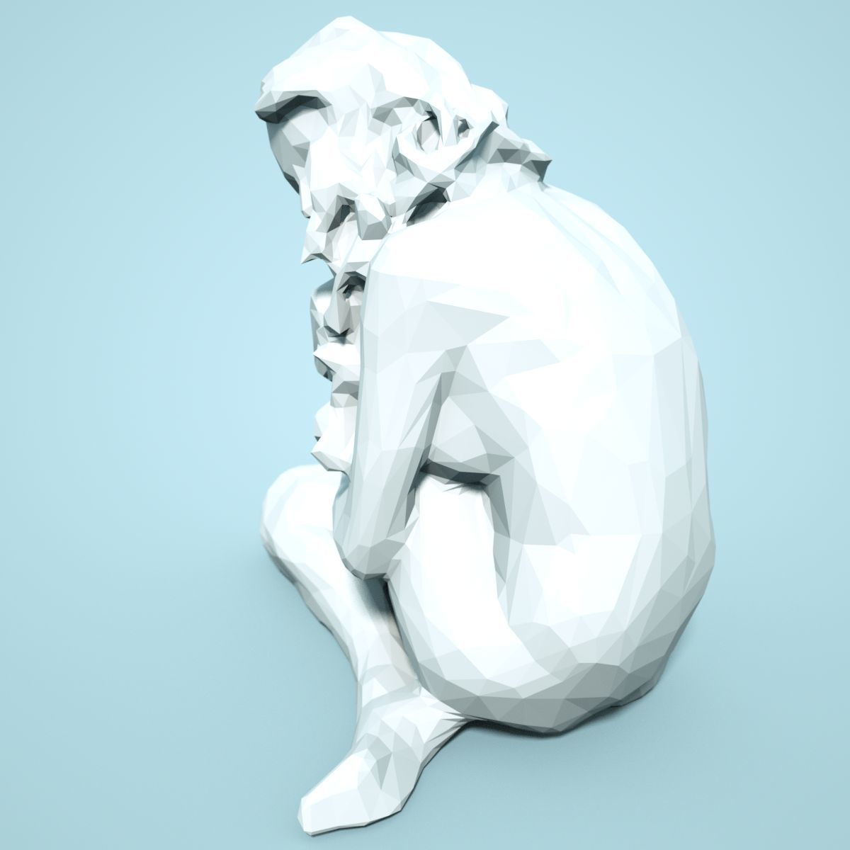 Girl Low poly Sculpture 3D print model_1