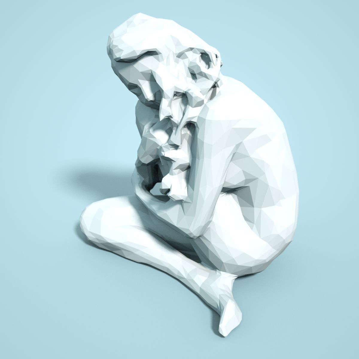 Girl Low poly Sculpture 3D print model_2
