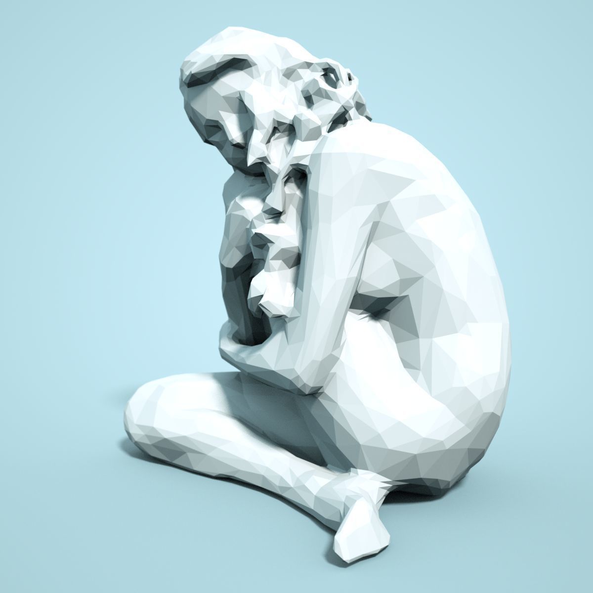 Girl Low poly Sculpture 3D print model_3