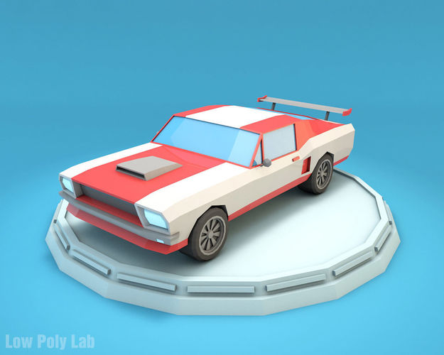 Cartoon Racing City Car Low-poly 3D model