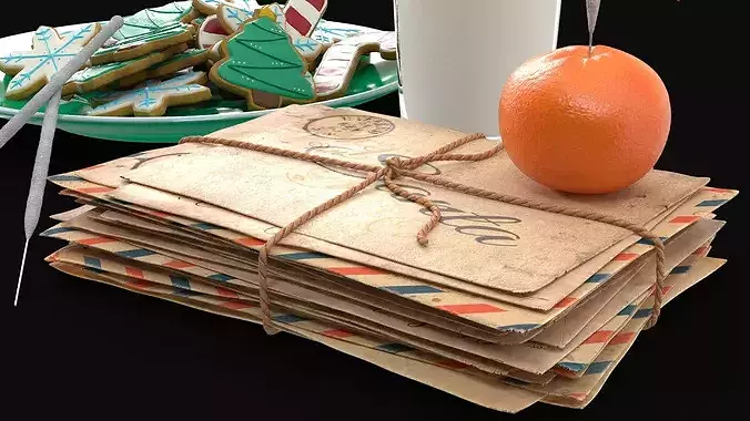 Festive Christmas Composition with Sparklers and Treats 3D model 7